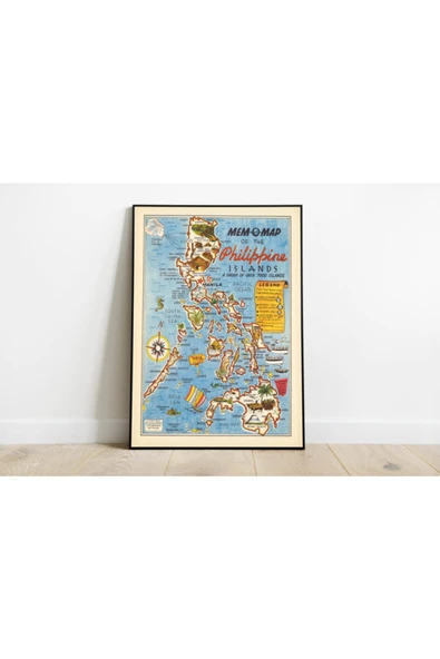 Pegziz Filipinler Haritası Sanatsal Duvar Dekorasyon Poster 60x90cm. ürün görseli 1