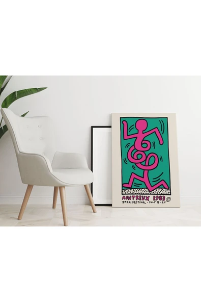 Pegziz Keith Haring Pop Art Kanva Tablo Oda Dekorasyon Duvar Tablosu ürün görseli 1