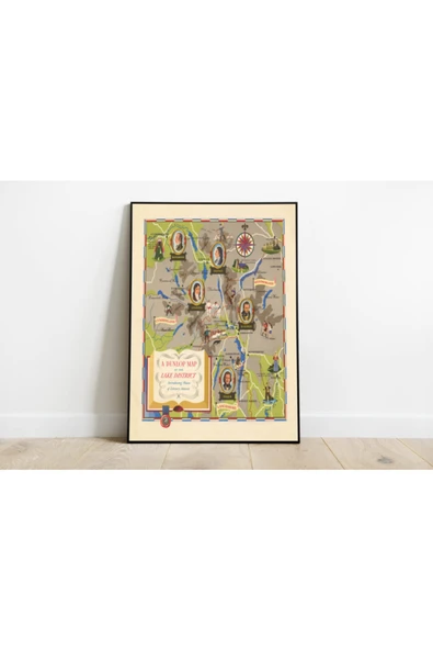 Pegziz Ingiltere Haritası Sanatsal Duvar Dekorasyon Poster 60x90cm. ürün görseli 1