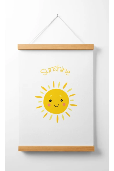 Pegziz Çocuk Odası Ahşap Askılı Güneş Baskılı Kanvas Duvar Dekorasyonu 40x50cm. ürün görseli 1