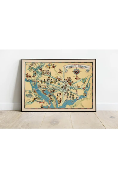 Pegziz Washington,dc Haritası Sanatsal Duvar Dekorasyon Poster 60x90cm. ürün görseli 1