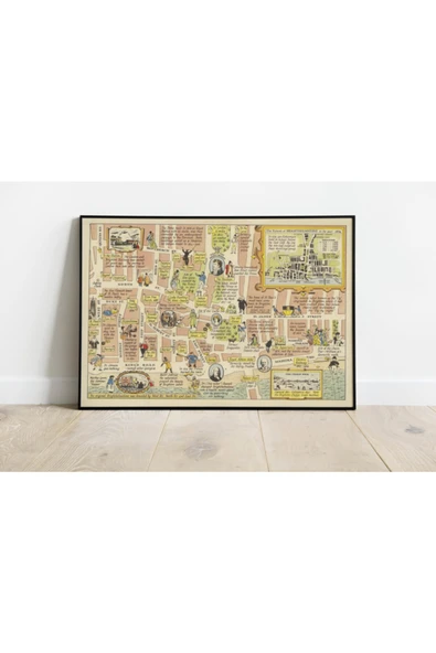 Pegziz Brighton Haritası Sanatsal Duvar Dekorasyon Poster 60x90cm. ürün görseli 1