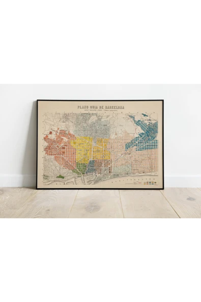 Pegziz Barselona Haritası Sanatsal Duvar Dekorasyon Poster 60x90cm. ürün görseli 1
