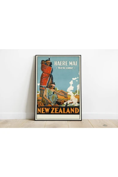 Pegziz Yeni Zelanda Vintage Sanatsal Poster 60x90cm. ürün görseli 1