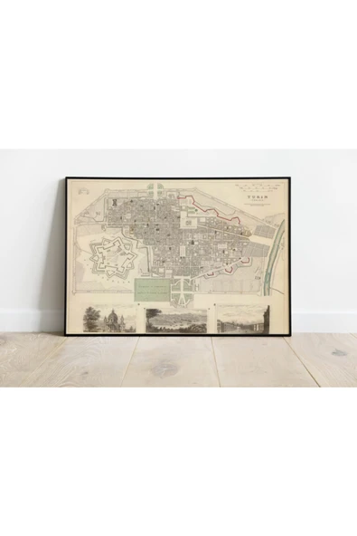 Pegziz Torino Haritası Sanatsal Duvar Dekorasyon Poster 60x90cm. ürün görseli 1