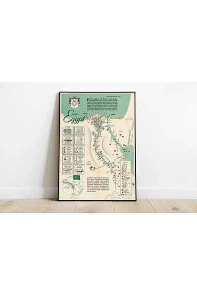 Pegziz Mısır Haritası Sanatsal Duvar Dekorasyon Poster 60x90cm. ürün görseli 1