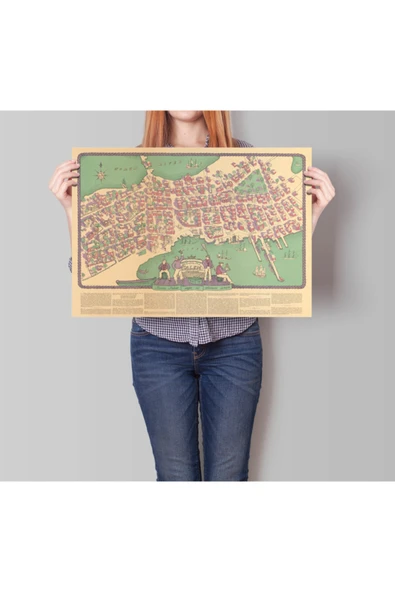 Pegziz Massachusetts Salem Haritası Vintage Sanatsal Poster 50x70cm. ürün görseli 1