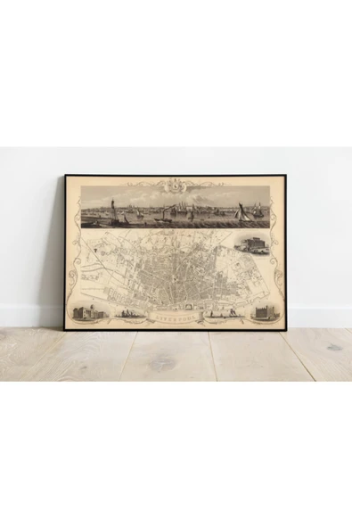 Pegziz Liverpool Haritası Sanatsal Duvar Dekorasyon Poster 60x90cm. ürün görseli 1