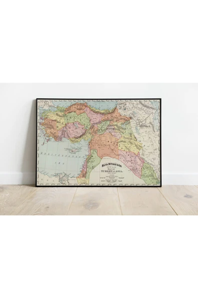Pegziz 1895 Türkiye Haritası Sanatsal Duvar Dekorasyon Poster 60x90cm. ürün görseli 1