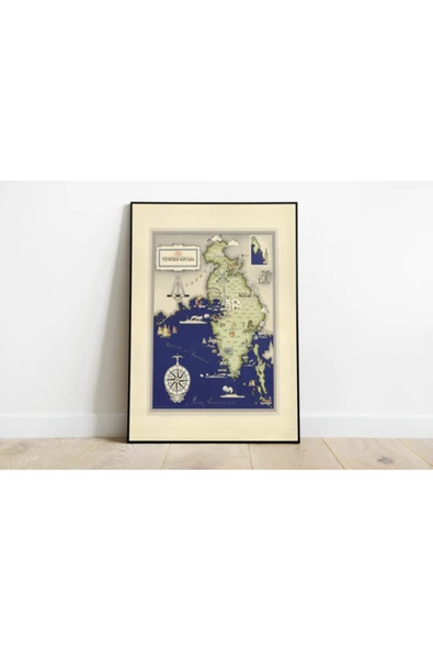 Pegziz Italya Venezia Giulia Bölgesi Haritası Sanatsal Duvar Dekorasyon Poster 60x90cm. ürün görseli 1