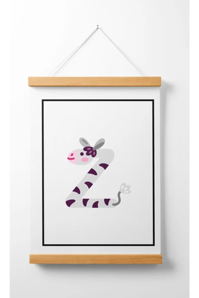 Pegziz Çocuk Odası Ahşap Askılı Hayvan Figürlü Z Harfi Baskılı Kanvas Duvar Dekorasyonu 40x50cm. ürün görseli 1