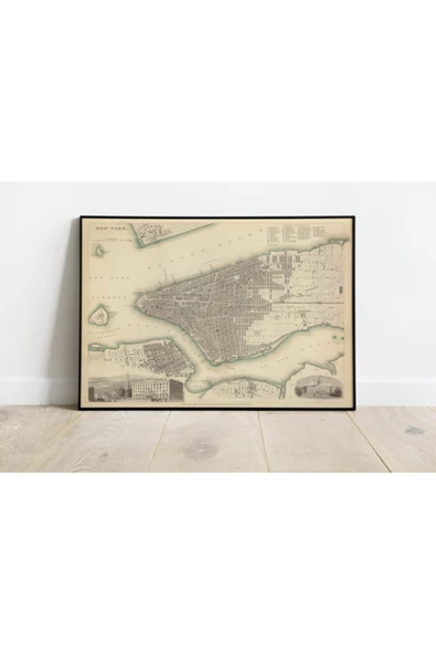 Pegziz New York Haritası Sanatsal Duvar Dekorasyon Poster 60x90cm. ürün görseli 1