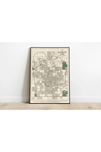 Pegziz Oklahoma Haritası Sanatsal Duvar Dekorasyon Poster 60x90cm. ürün görseli 1