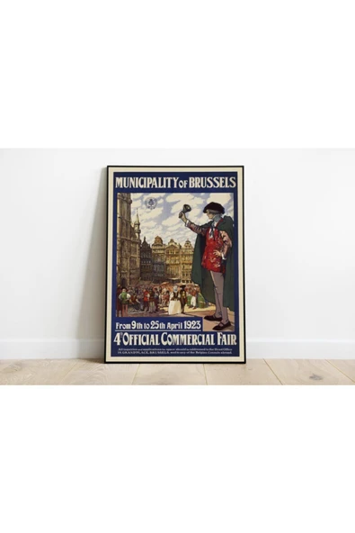 Pegziz Brüksel Vintage Sanatsal Poster 60x90cm. ürün görseli 1