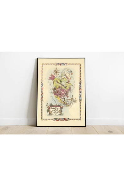 Pegziz Amerika Kıtası Haritası Sanatsal Duvar Dekorasyon Poster 60x90cm. ürün görseli 1