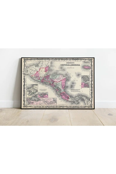 Pegziz Orta Amerika Haritası Sanatsal Duvar Dekorasyon Poster 60x90cm. ürün görseli 1