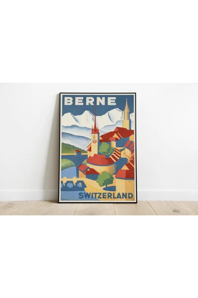 Pegziz Isviçre Vintage Sanatsal Poster 60x90cm. ürün görseli 1