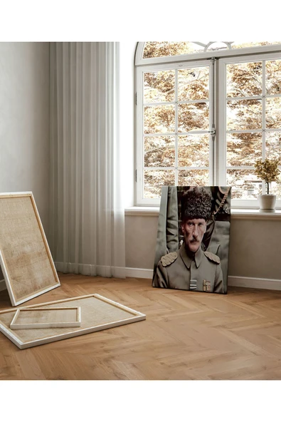 Pegziz Askeri Üniformalı Atatürk Sanatsal Kanvas Tablo - Resim 3