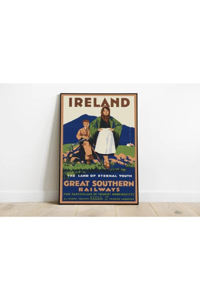 Pegziz Irlanda Vintage Sanatsal Poster 60x90cm. ürün görseli 1