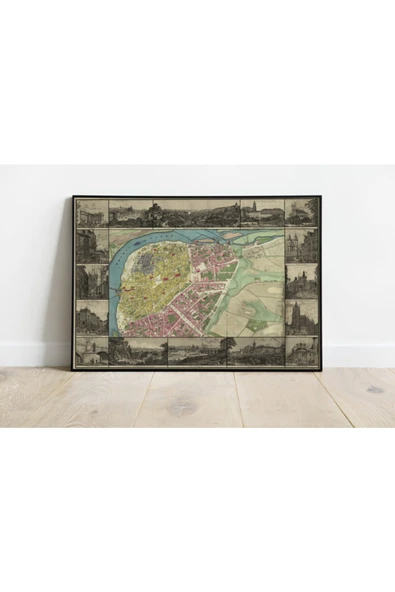 Pegziz Prag Haritası Sanatsal Duvar Dekorasyon Poster 60x90cm. ürün görseli 1