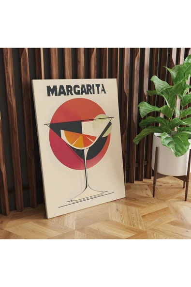 Pegziz Margarita Kokteyl Retro Dekoratif Kanvas Tablo - Cafe Dekor - Salon ve Mutfak için Duvar Dekoru ürün görseli 1