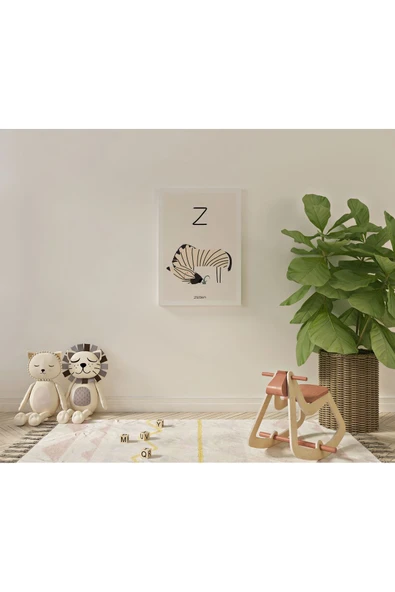 Pegziz Z Harfi Alfabe Minimalist Kanvas Tablo - Bebek Odası Dekorasyon - Çocuk Odası Tablo ürün görseli 1