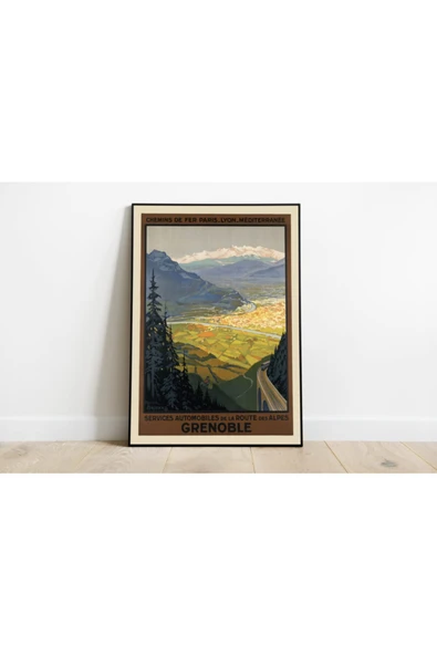 Pegziz Fransa Grenoble Vintage Sanatsal Poster 60x90cm. ürün görseli 1
