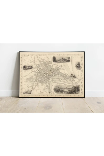 Pegziz Iskoçya Aberdeen Şehir Planı Haritası Sanatsal Duvar Dekorasyon Poster 60x90cm. ürün görseli 1