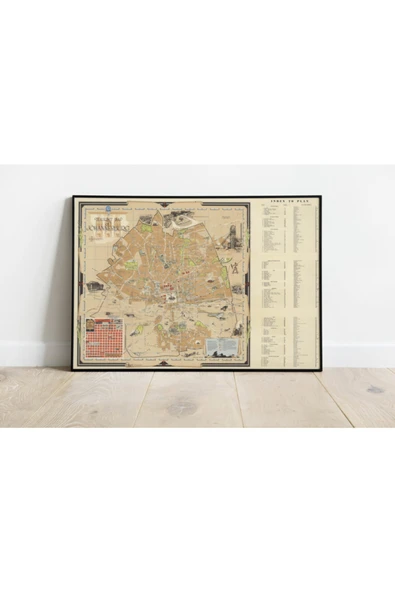 Pegziz Güney Afrika Johannesburg Şehir Planı Haritası Sanatsal Duvar Dekorasyon Poster 60x90cm. ürün görseli 1