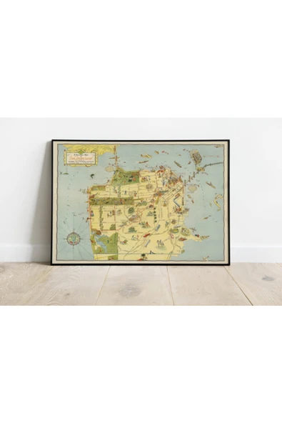 Pegziz San Fransisco Haritası Sanatsal Duvar Dekorasyon Poster 60x90cm. ürün görseli 1