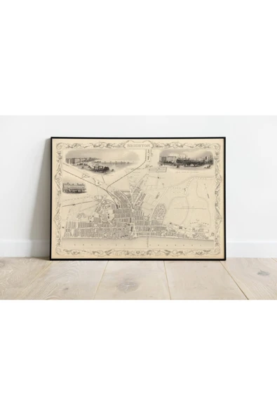 Pegziz Brighton Haritası Sanatsal Duvar Dekorasyon Poster 60x90cm. ürün görseli 1