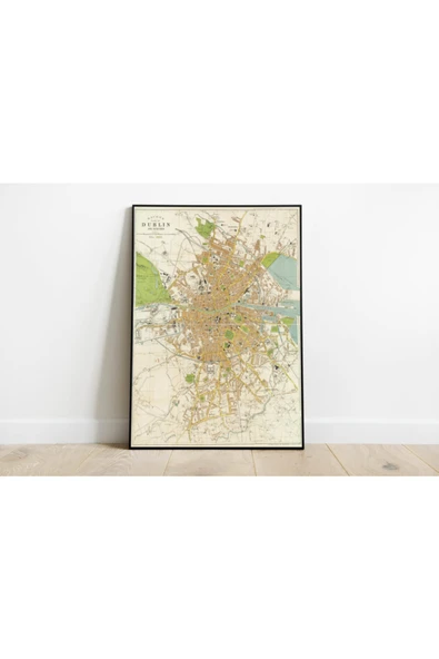 Pegziz Dublin Haritası Sanatsal Duvar Dekorasyon Poster 60x90cm. ürün görseli 1