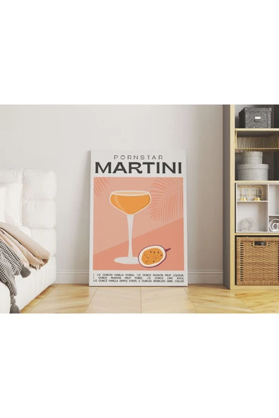 Pegziz Martini Kokteyl Minimalist Kanvas Tablo - Cafe Dekor - Salon ve Mutfak için Duvar Dekoru ürün görseli 1
