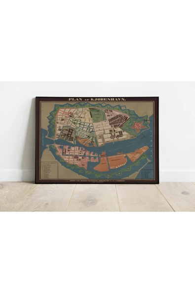 Pegziz Kopenhag Haritası Sanatsal Duvar Dekorasyon Poster 60x90cm. ürün görseli 1