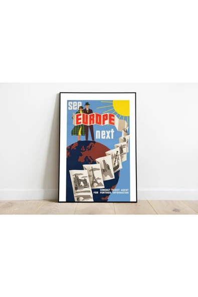 Pegziz Avrupa Vintage Sanatsal Poster 60x90cm. ürün görseli 1