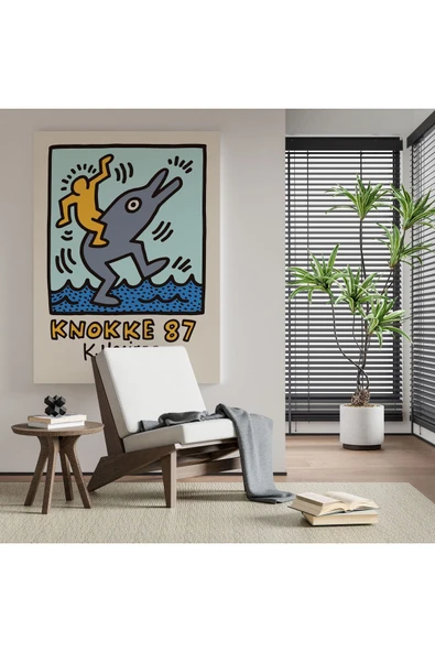 Pegziz Pop Art Ev Dekorasyonu Kanvas Tablo Keith Haring Modern Sanatsal Tablo Cafe Dekor ürün görseli 1