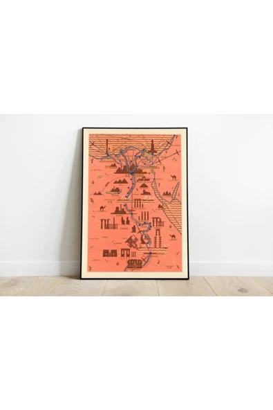 Pegziz Mısır Haritası Sanatsal Duvar Dekorasyon Poster 60x90cm. ürün görseli 1