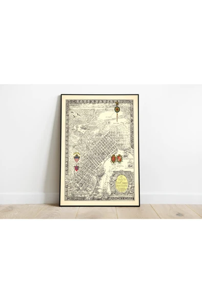 Pegziz New Orleans Haritası Sanatsal Duvar Dekorasyon Poster 60x90cm. ürün görseli 1