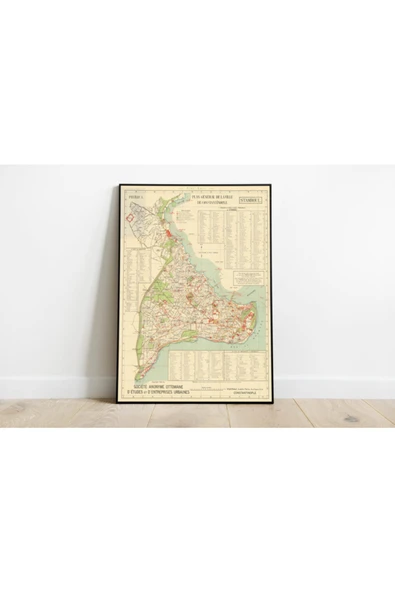Pegziz Istanbul Haritası Sanatsal Duvar Dekorasyon Poster 60x90cm. ürün görseli 1
