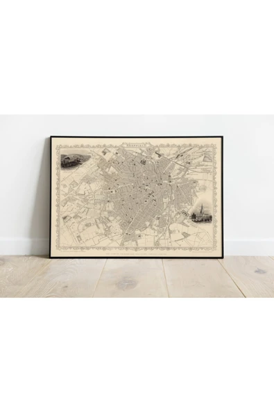 Pegziz Ingiltere Sheffield Şehir Planı Haritası Sanatsal Duvar Dekorasyon Poster 60x90cm. ürün görseli 1