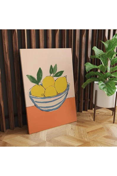 Pegziz Limonlar Boho Sanatsal Kanvas Tablo - Salon Oturma Odası Mutfak Ofis için Duvar Dekoru ürün görseli 1
