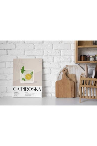 Pegziz Caipiroska Kokteyl Modern Kanvas Tablo - Cafe Dekor - Salon Mutfak için Duvar Dekoru ürün görseli 1