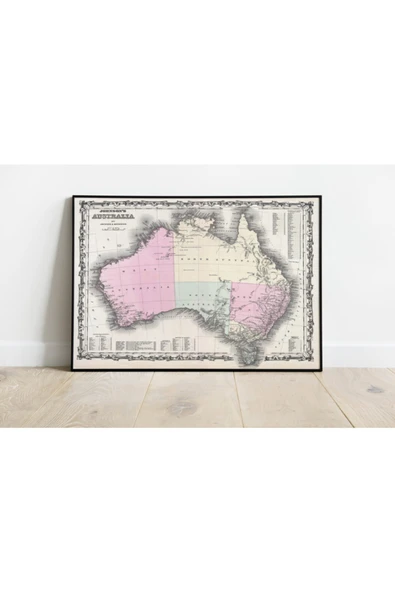 Pegziz Avustralya Haritası Sanatsal Duvar Dekorasyon Poster 60x90cm. ürün görseli 1