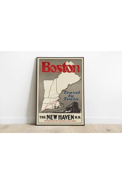 Pegziz Boston Vintage Sanatsal Poster 60x90cm. ürün görseli 1