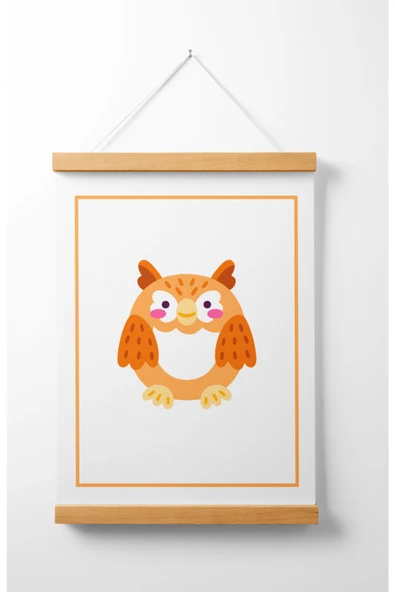 Pegziz Çocuk Odası Ahşap Askılı Hayvan Figürlü O Harfi Baskılı Kanvas Duvar Dekorasyonu 40x50cm. ürün görseli 1