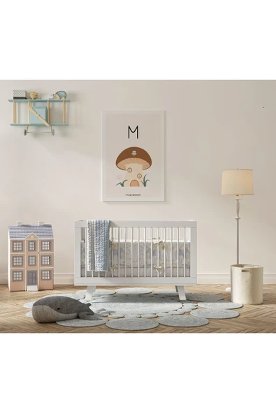 Pegziz M Harfi Alfabe Minimalist Kanvas Tablo - Bebek Odası Dekorasyon - Çocuk Odası Tablo ürün görseli 1