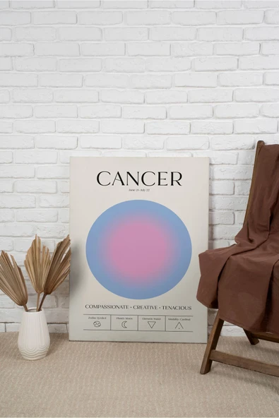 Pegziz Yengeç Burcu Astroloji Minimalist Kanvas Tablo - Salon Oturma Odası Mutfak Ofis için Duvar Dekoru ürün görseli 1