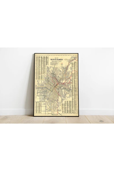 Pegziz Los Angeles Haritası Sanatsal Duvar Dekorasyon Poster 60x90cm. ürün görseli 1