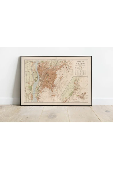Pegziz Kahire Haritası Sanatsal Duvar Dekorasyon Poster 60x90cm. ürün görseli 1