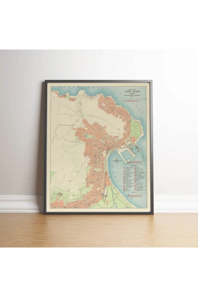 Pegziz Güney Afrika Cape Town Şehir Haritası Vintage Sanatsal Poster 60x90cm. ürün görseli 1